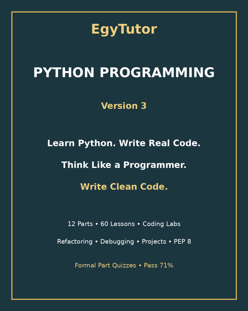 EGYTUTOR-PYTHON-PROGRAMMING-VERSION-3-CLEAN-CODE-COVER